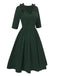 [Vorverkauf] Grün 1950er Dots V-Ausschnitt Rüschenkragen Kleid