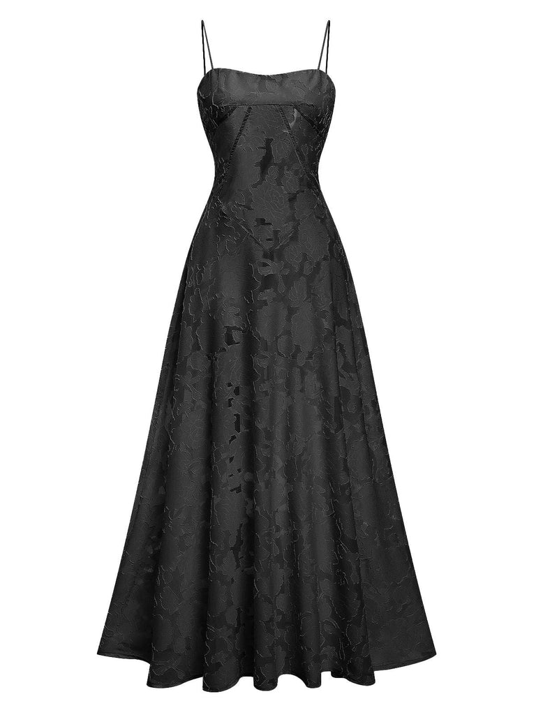 1930er Sexy Durchsichtig Blumen Maxi Kleid