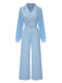 Blau 1930er Kerbkragen Patchwork Jumpsuit