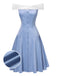 [Vorverkauf] Blau 1950er Schulterfrei Tüll Prinzessin Kleid