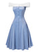 [Vorverkauf] Blau 1950er Schulterfrei Tüll Prinzessin Kleid