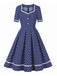 1950er Polka Dots Patchwork Swing Kleid