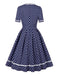 1950er Polka Dots Patchwork Swing Kleid