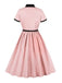 1950er Revers Farbeblock Swing Shirt Kleid