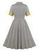 Grau 1950er Revers Taschen Swing Kleid