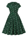 Grün 1950er Peter Pan Collar Polka Dots Kleid