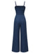 [Vorverkauf] Blau 1930er Streifen Spaghetti Träger Jumpsuit