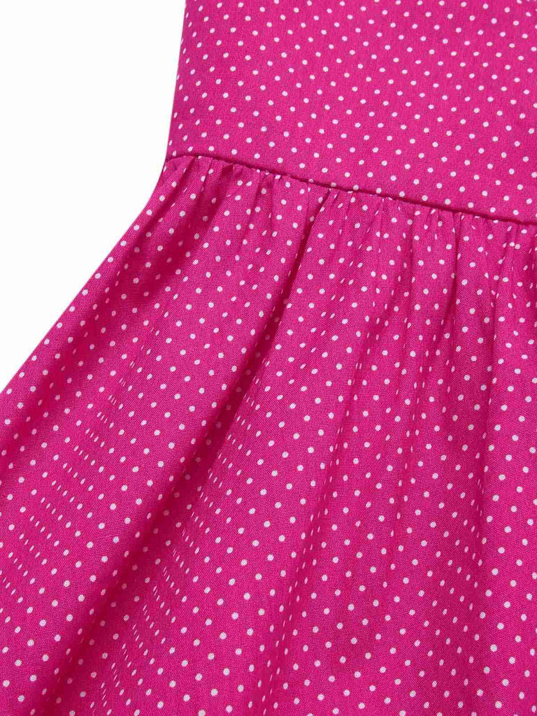 [Vorverkauf] Rosa 1950er Polka Dots Halter Baumwolle Kleid