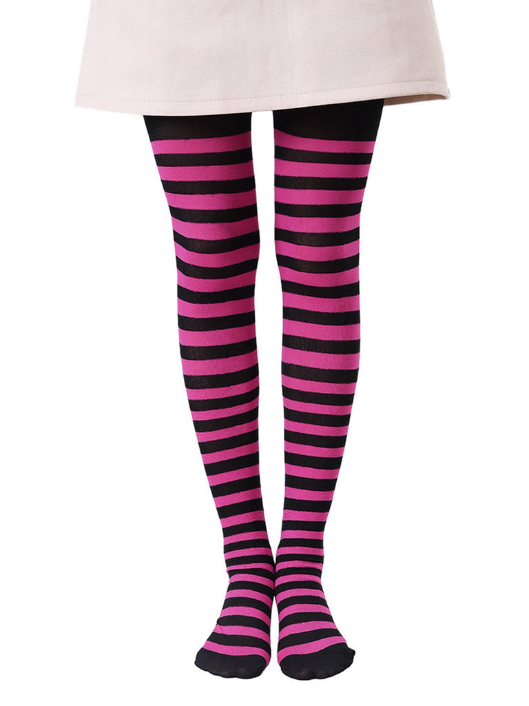 Farbkontrastiert Streifen Strumpfhosen Pantyhose