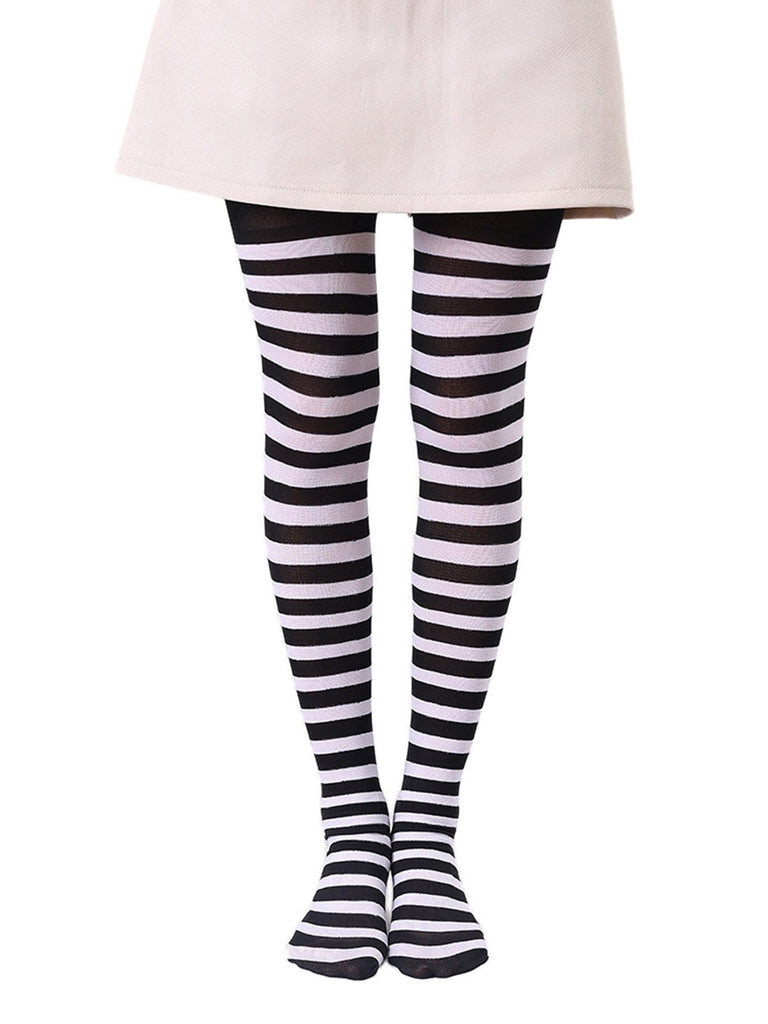Farbkontrastiert Streifen Strumpfhosen Pantyhose