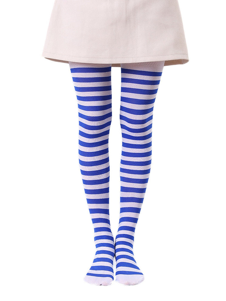 Farbkontrastiert Streifen Strumpfhosen Pantyhose