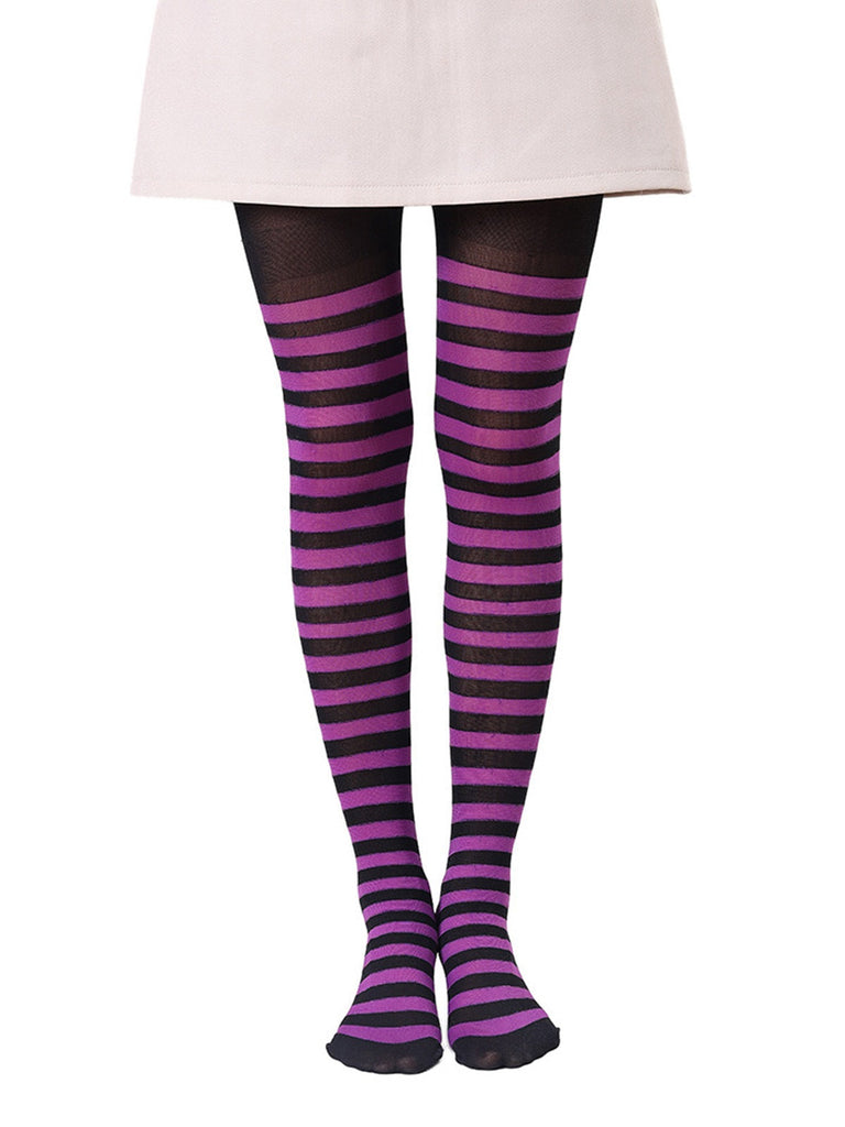 Farbkontrastiert Streifen Strumpfhosen Pantyhose