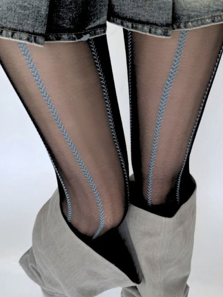 Transparente Retro-Strumpfhose mit Weizenmuster