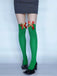 Grüne Weihnachtselfen-Overkneestrümpfe mit Schleifen