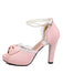 Perle Bogen Spitze Peep Toe High Heels Sandalen