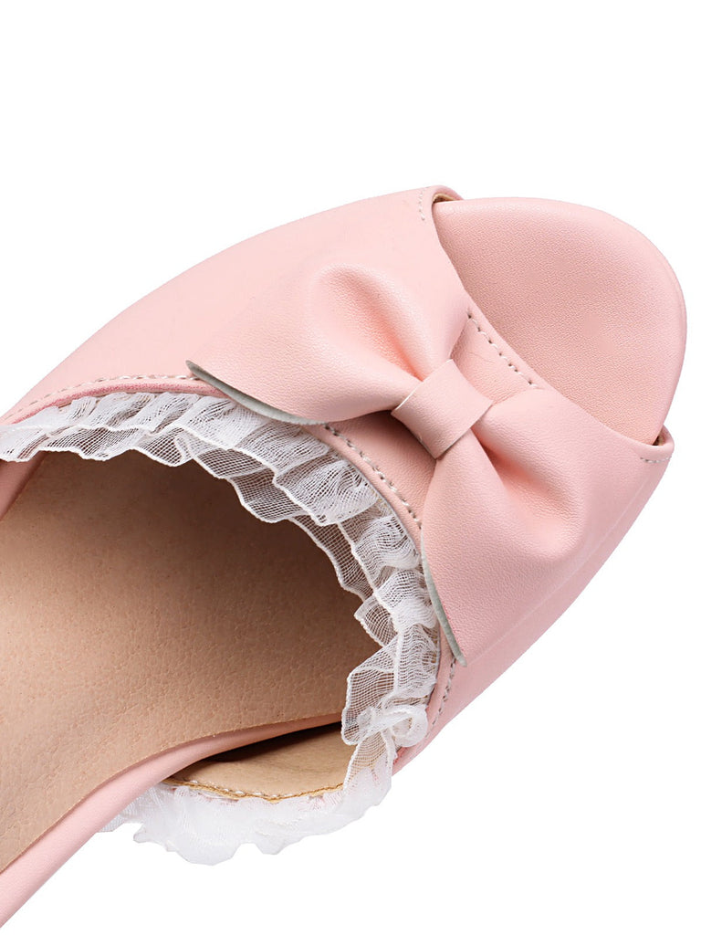 Perle Bogen Spitze Peep Toe High Heels Sandalen