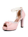 Perle Bogen Spitze Peep Toe High Heels Sandalen