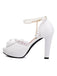 Perle Bogen Spitze Peep Toe High Heels Sandalen