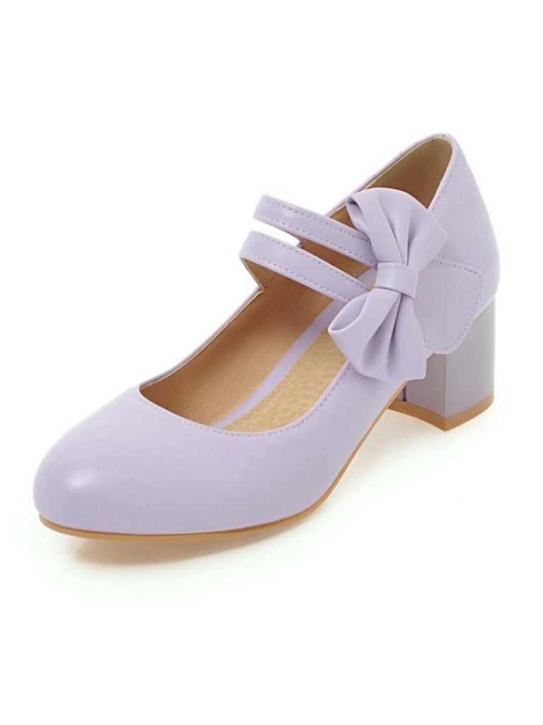 Vintage Bogen Runder-Spitze Kegelabsatz Schuhe