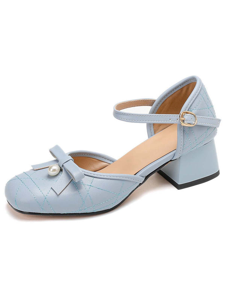 Retro Perle Bogen Mary Jane Absätze