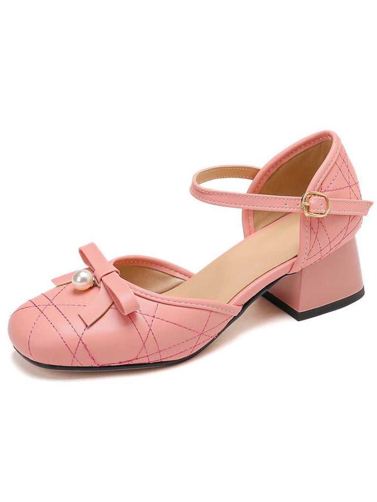 Retro Perle Bogen Mary Jane Absätze