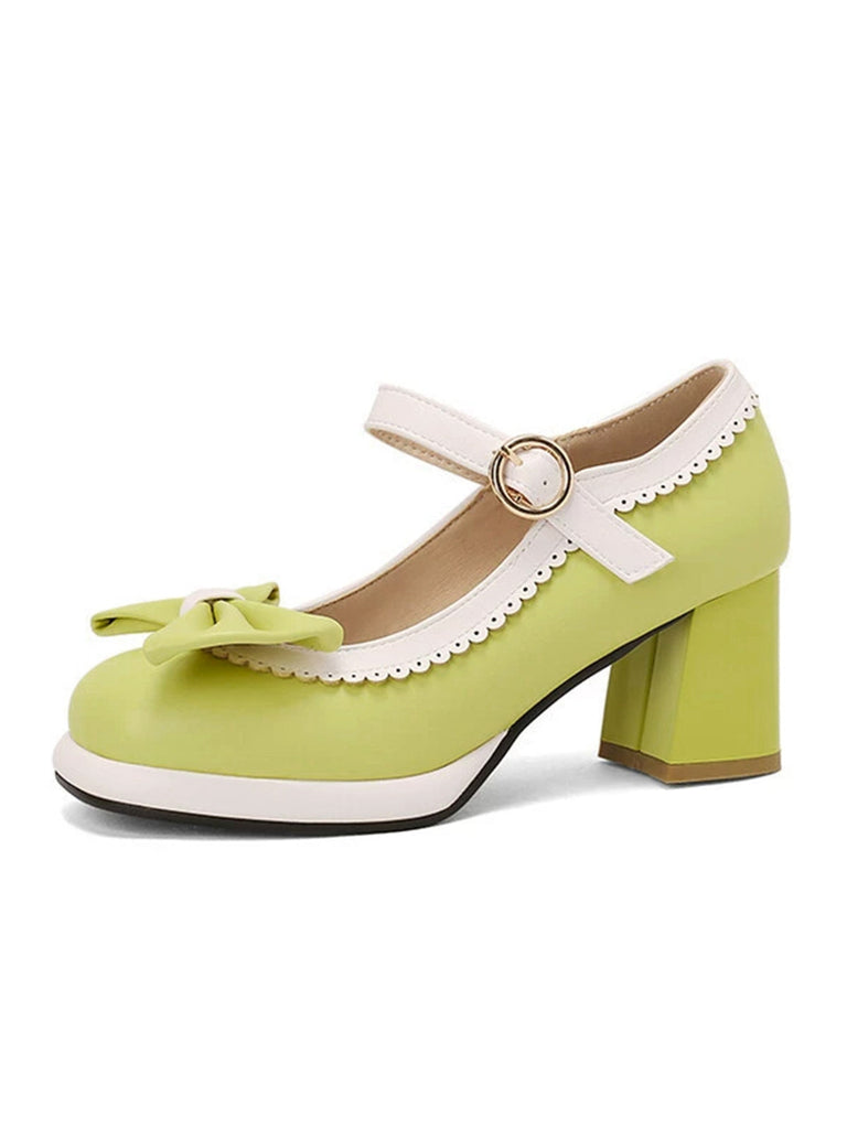 Vintage Kontrast Bogen Mary Jane Hohe Absätze