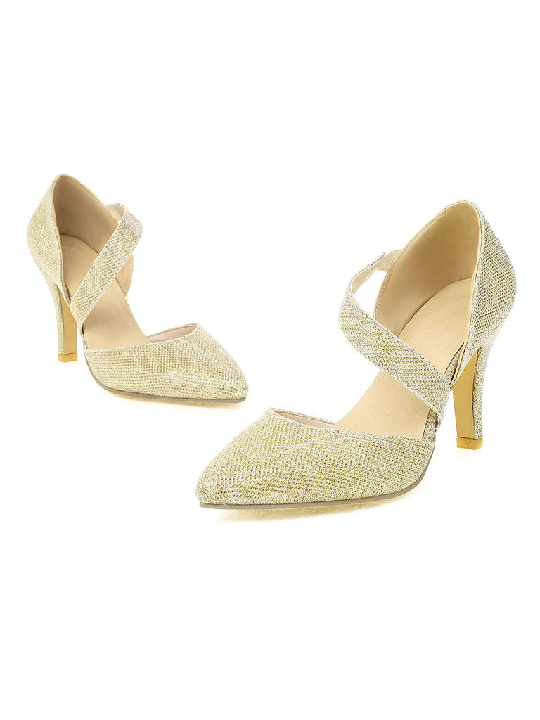 Spitz Zulaufende Funkeln Schräg Träger High Heels