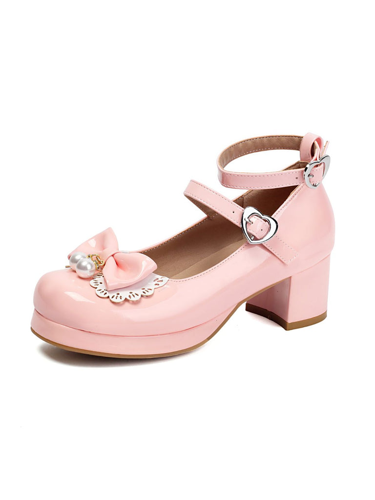 Herz Perle Bogen Mary Jane Heels