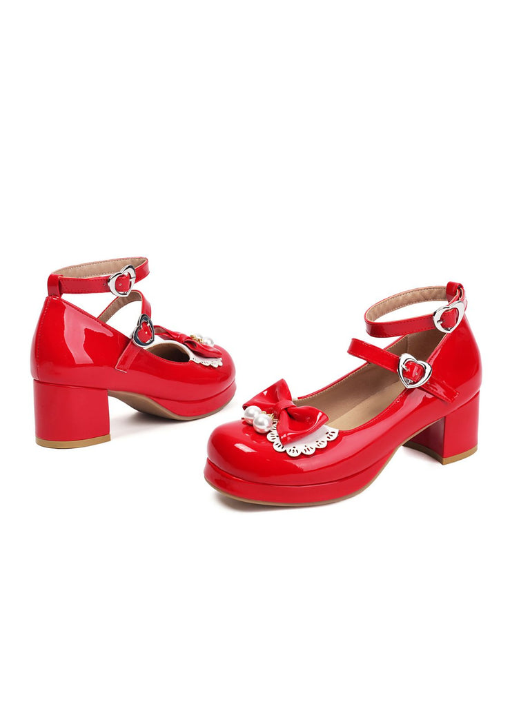 Herz Perle Bogen Mary Jane Heels