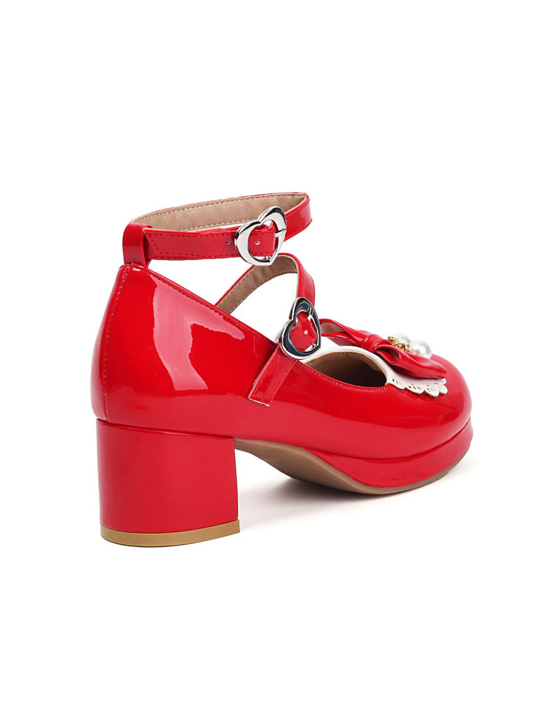 Herz Perle Bogen Mary Jane Heels