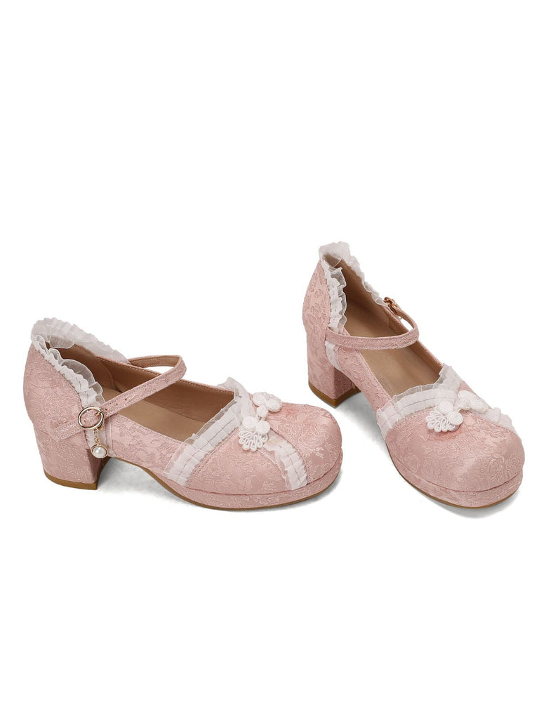 Vintage Spitze Perle Mary Jane Schuhe