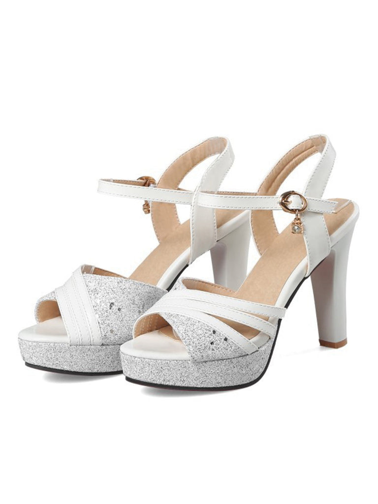 Funkeln PU Leder High Heel Sandalen