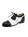 Farbblock Leder Runden Zehe Strappy Oxford Schuhe