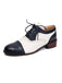 Farbblock Leder Runden Zehe Strappy Oxford Schuhe
