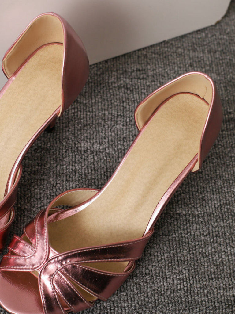 Vintage Solide Peep Toe Hohl Slip-On Hohe Absätze