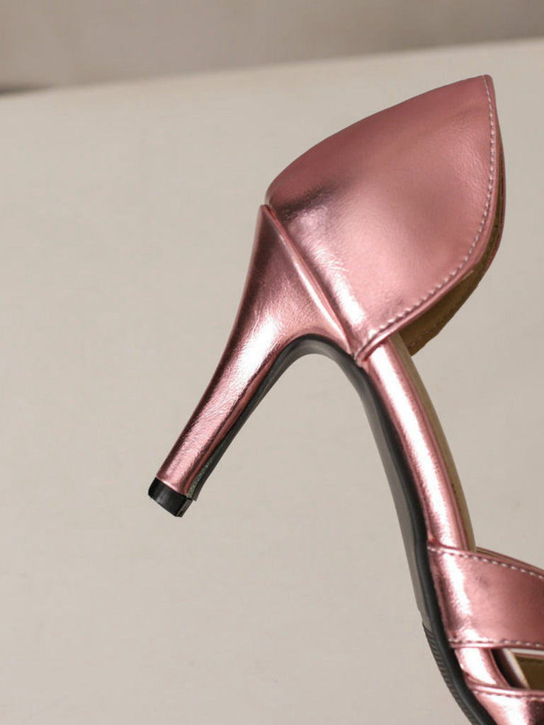 Vintage Solide Peep Toe Hohl Slip-On Hohe Absätze