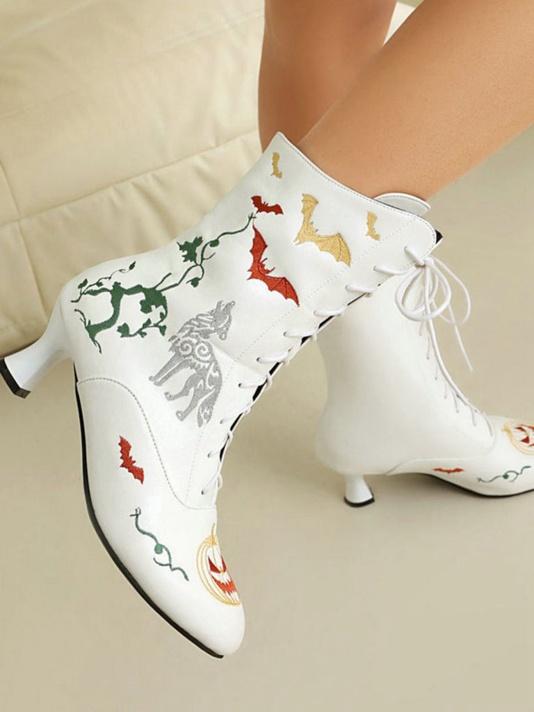 Halloween Schläger Kürbis Schnürung Mitte der Wade Stiefel