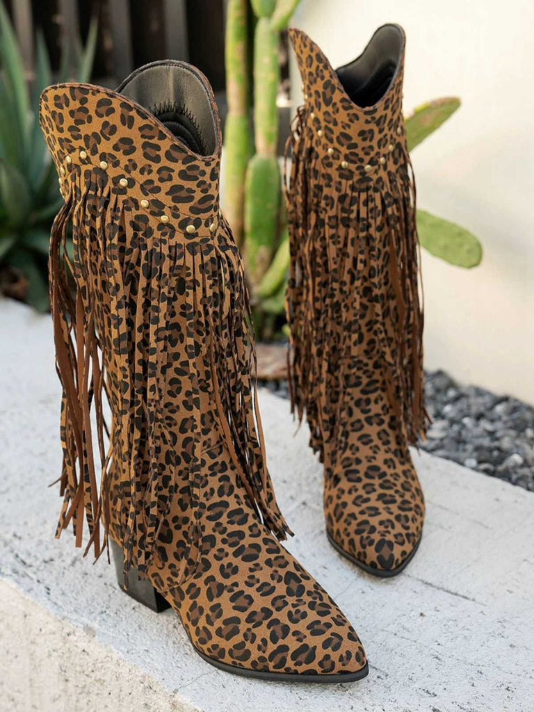 Vintage Quaste Klobig Hochhackige Stiefel