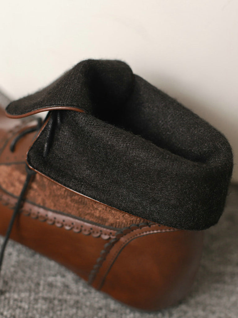 Vintage Stickerei Schnürung Innere Ferse Stiefel