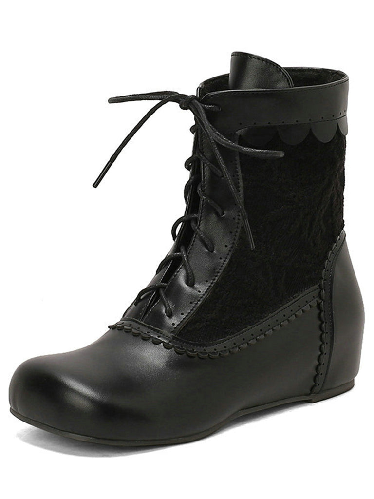 Vintage Stickerei Schnürung Innere Ferse Stiefel