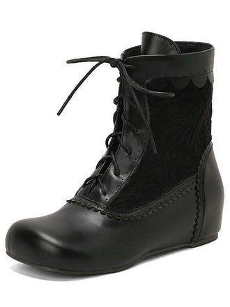 Vintage Stickerei Schnürung Innere Ferse Stiefel