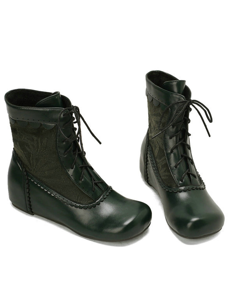 Vintage Stickerei Schnürung Innere Ferse Stiefel