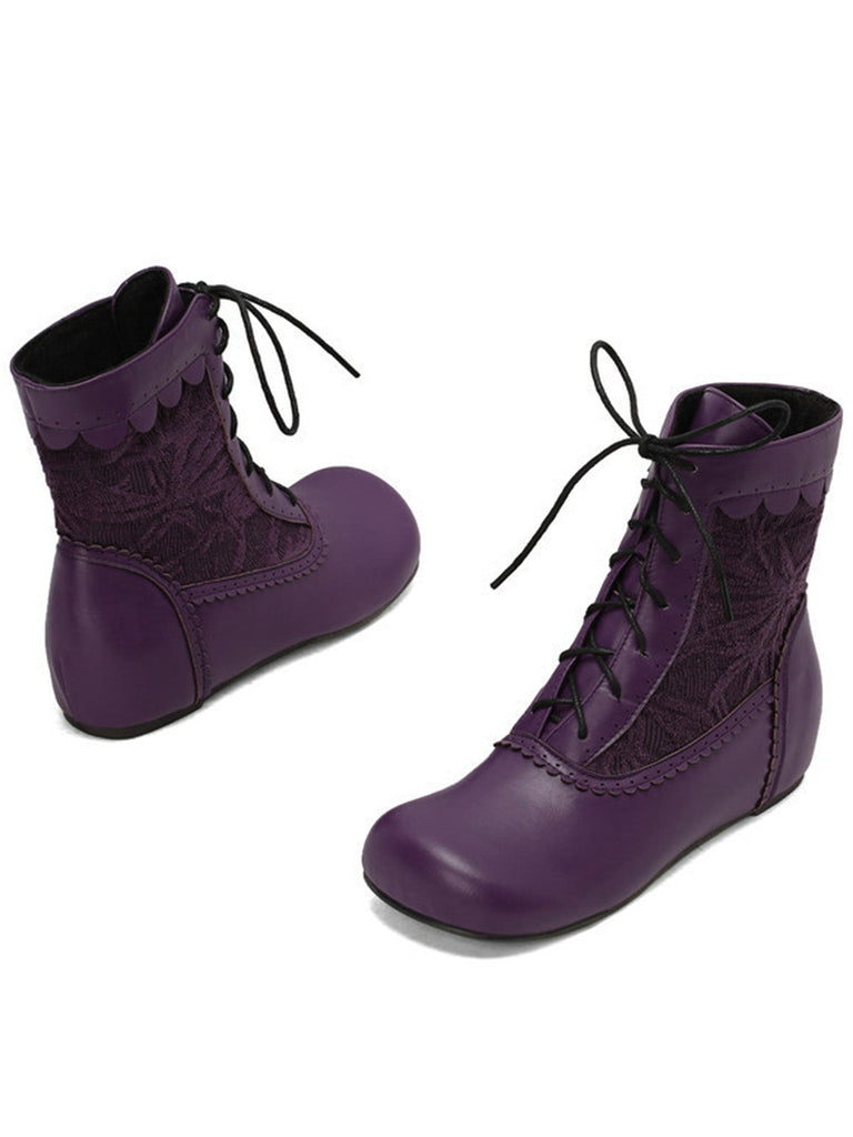 Vintage Stickerei Schnürung Innere Ferse Stiefel