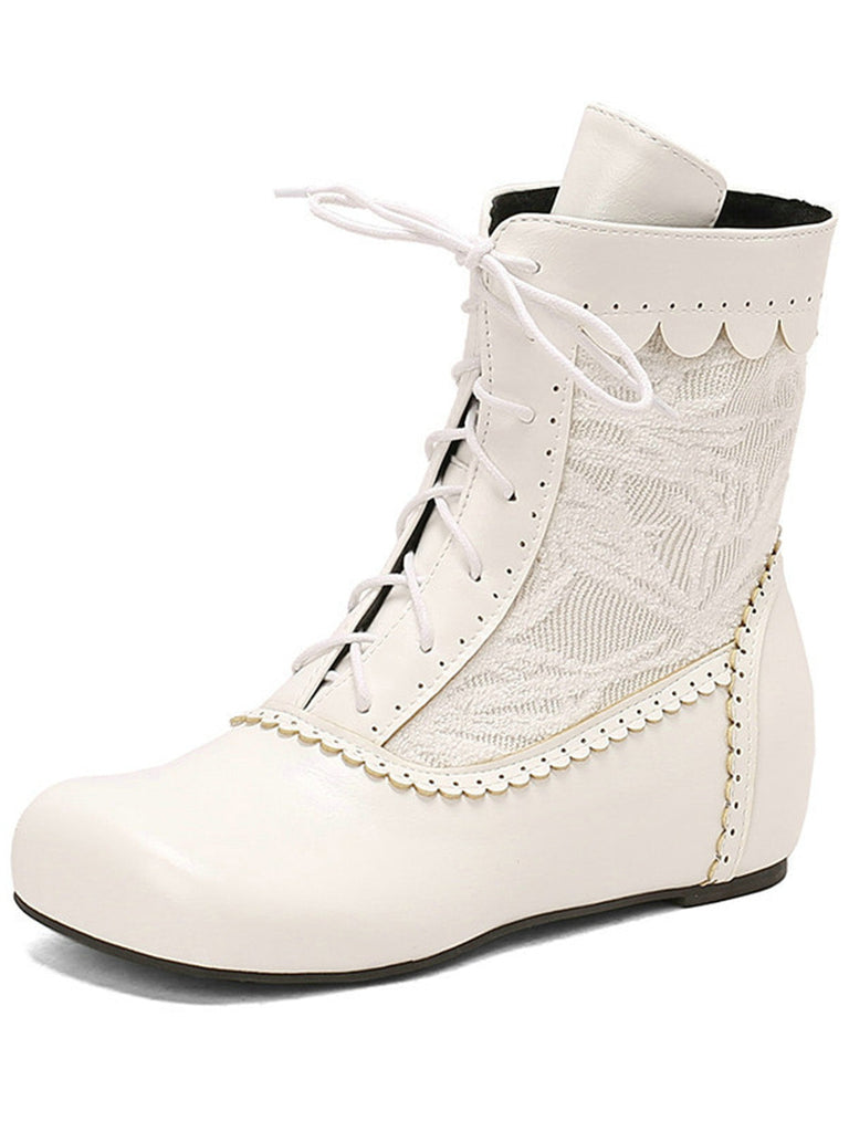 Vintage Stickerei Schnürung Innere Ferse Stiefel