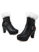 Vintage Kunstpelz Schnalle High Heel Stiefel