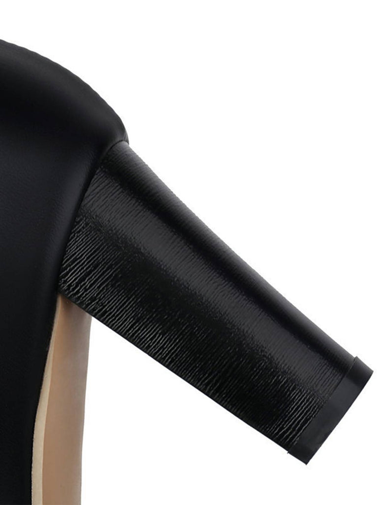 Vintage Kunstpelz Schnalle High Heel Stiefel