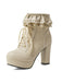 Vintage Rüschen Schnürung Klobig Hoher Absatz Stiefel