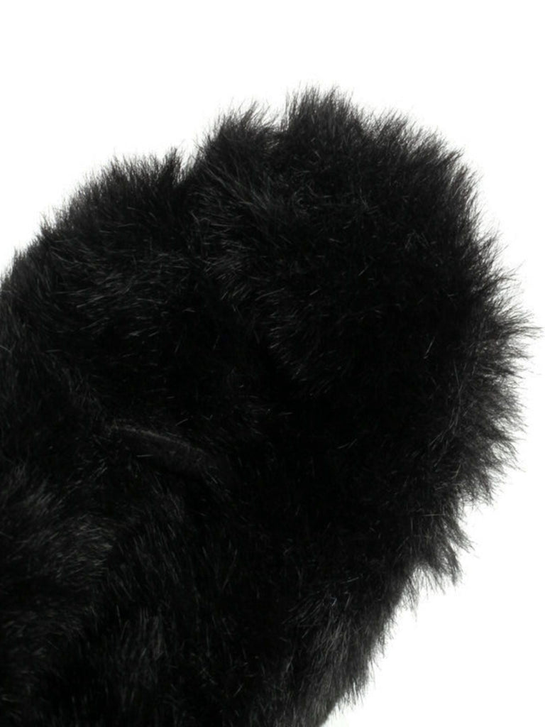 Vintage Kunstpelz Runden Zehe Hoher Absatz Stiefel