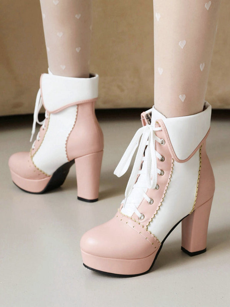 Vintage Leder Schnürung Farbblock Martin Stiefel