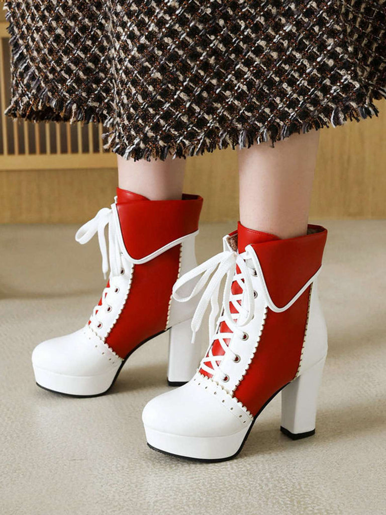 Vintage Leder Schnürung Farbblock Martin Stiefel